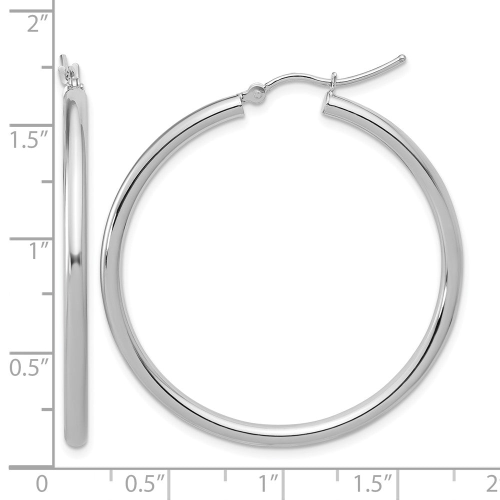 14K Weißgold Poliert 2.5mm Leicht Röhre Creolen