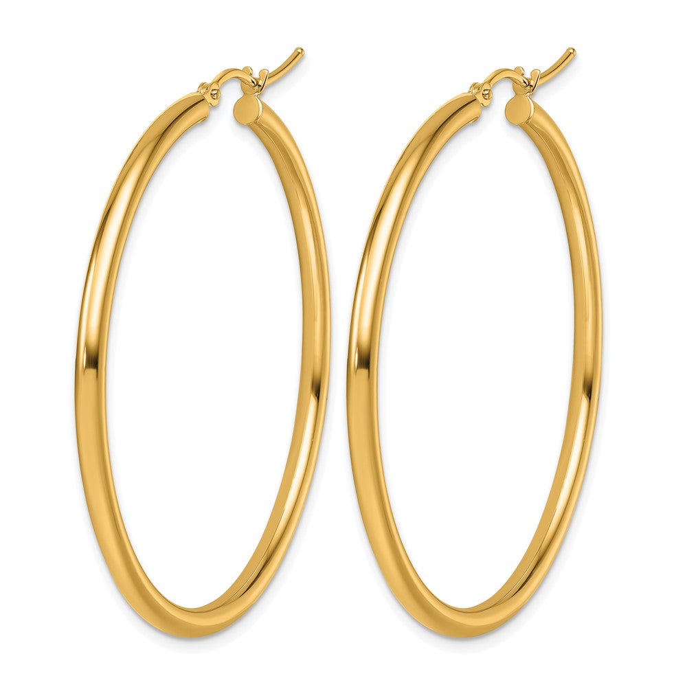 14K Gelbgold Poliert 2.5mm Leicht Röhre Creolen