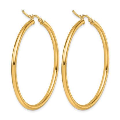 14K Gelbgold Poliert 2.5mm Leicht Röhre Creolen