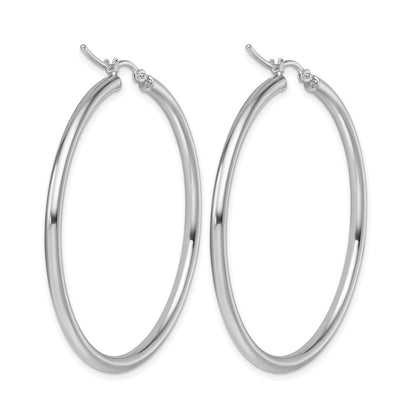 14K Weißgold Poliert 2.5mm Leicht Röhre Creolen