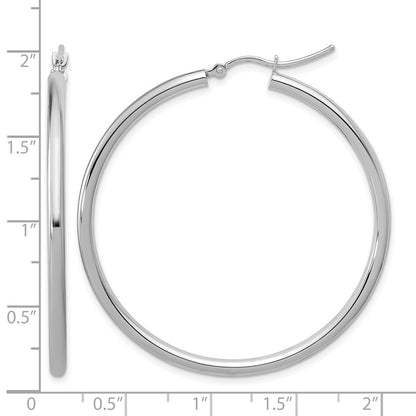 14K Weißgold Poliert 2.5mm Leicht Röhre Creolen