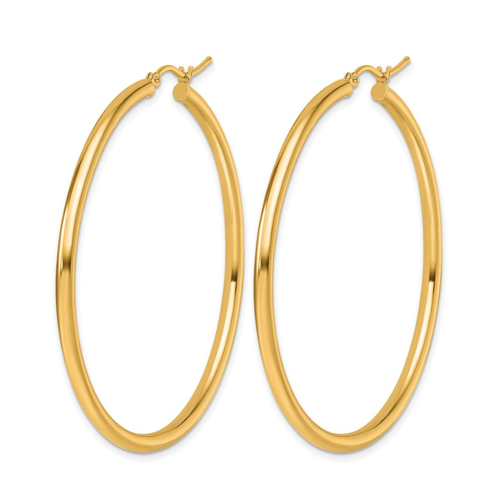 14K Gelbgold Poliert 2.5mm Leicht Röhre Creolen