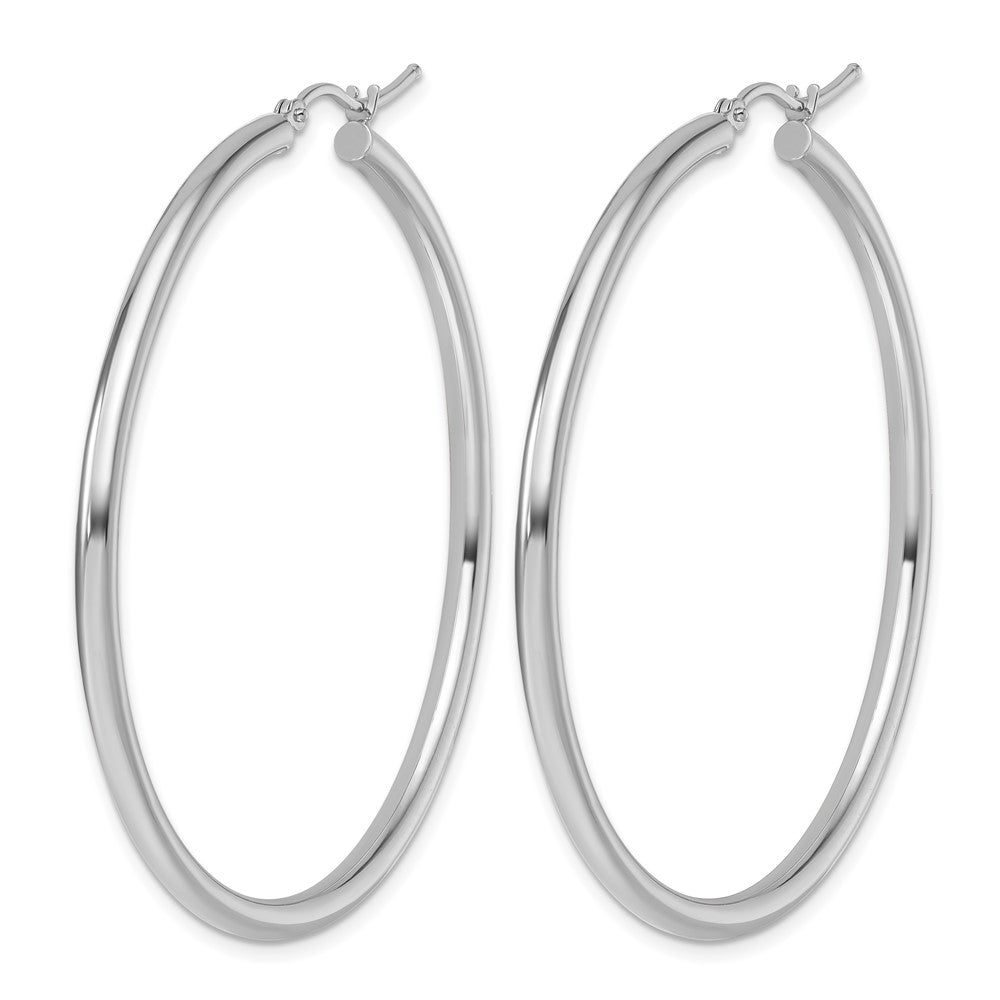 14K Weißgold Poliert 2.5mm Leicht Röhre Creolen