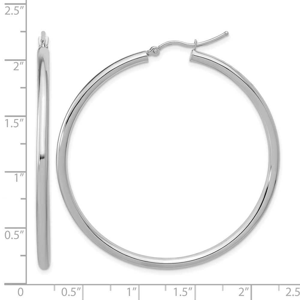 14K Weißgold Poliert 2.5mm Leicht Röhre Creolen