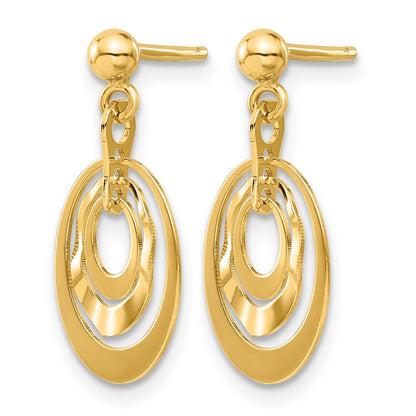 14K Gelbgold Poliert Ovals Stecker Ohrhänger