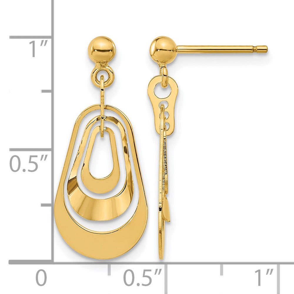 14K Gelbgold Poliert Stecker Ohrhänger