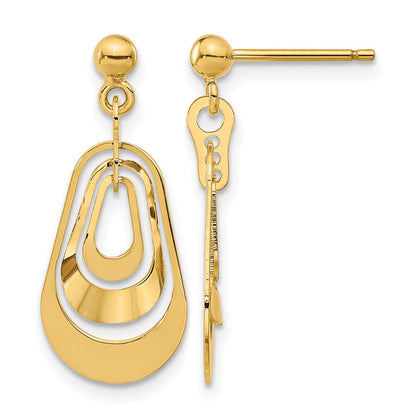 14K Gelbgold Poliert Stecker Ohrhänger