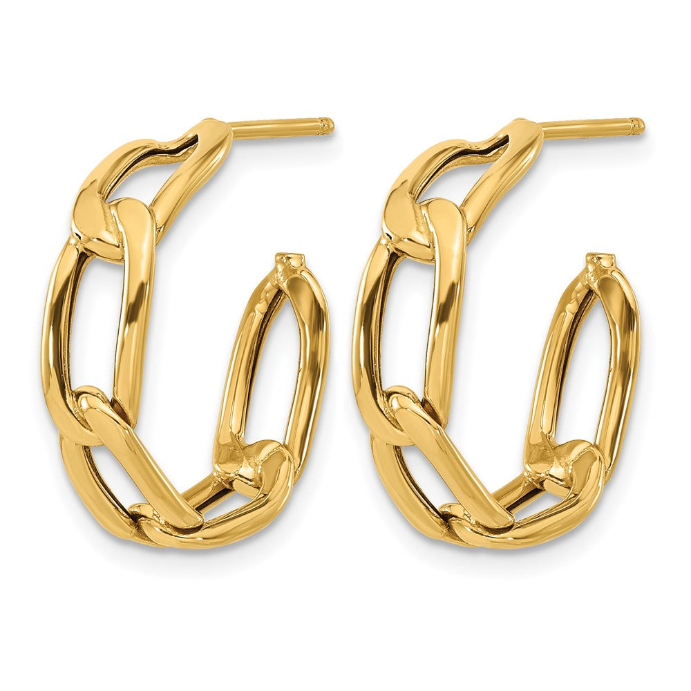 14K Gelbgold Poliert Glieder Stecker Creolen