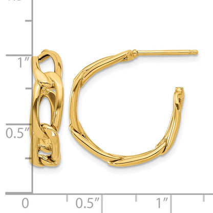 14K Gelbgold Poliert Glieder Stecker Creolen