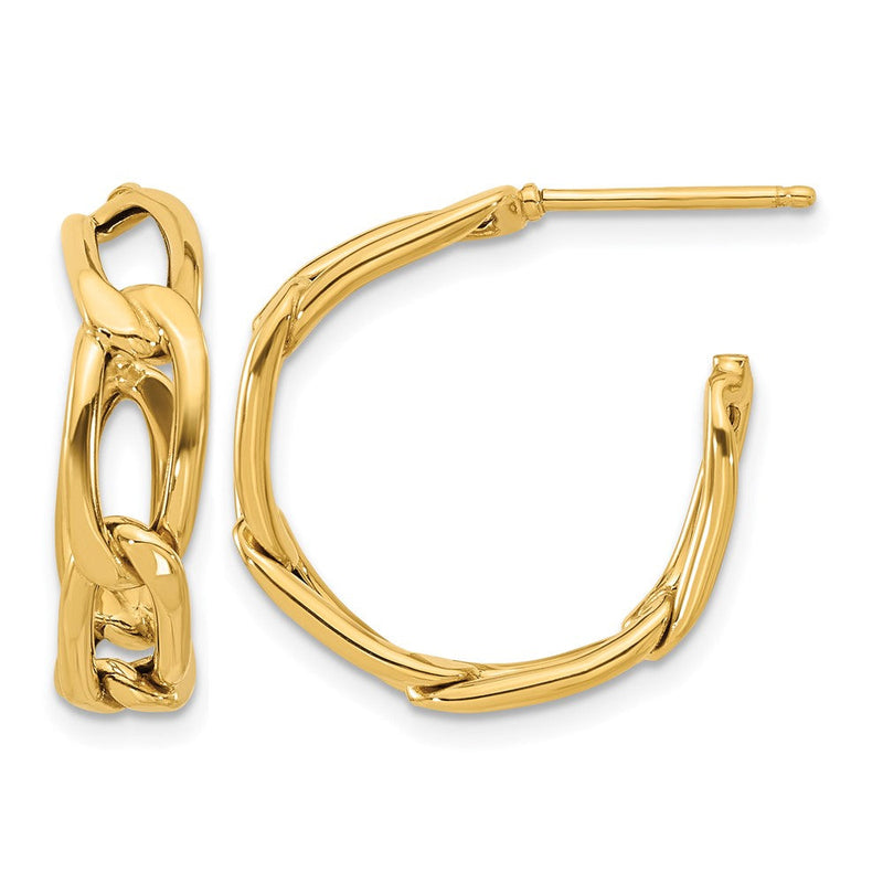 14K Gelbgold Poliert Glieder Stecker Creolen