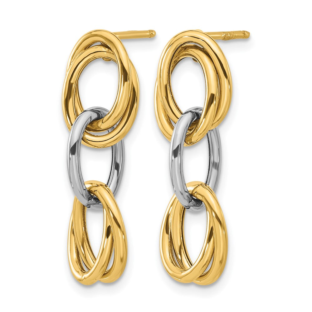 14K Gelb & Rhodium mit Poliert Ovals Ohrhänger