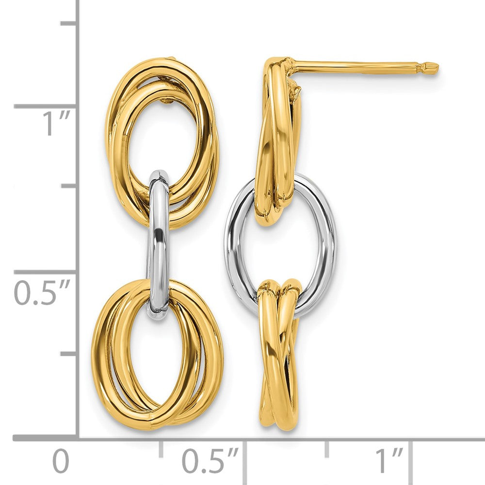 14K Gelb & Rhodium mit Poliert Ovals Ohrhänger