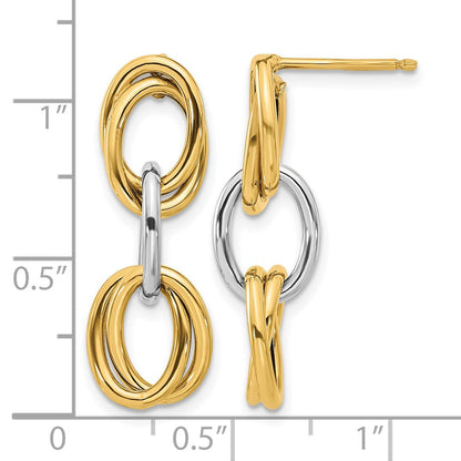 14K Gelb & Rhodium mit Poliert Ovals Ohrhänger