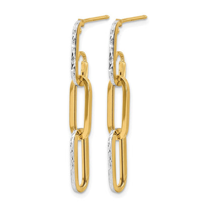 14K Gelb & Rhodium mit Weiß Pol und Diamantiert Glieder Ohrhänger