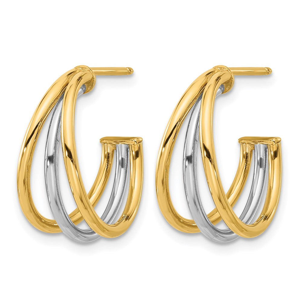 14K Gelb & Rhodium mit Poliert Creole Ohrstecker