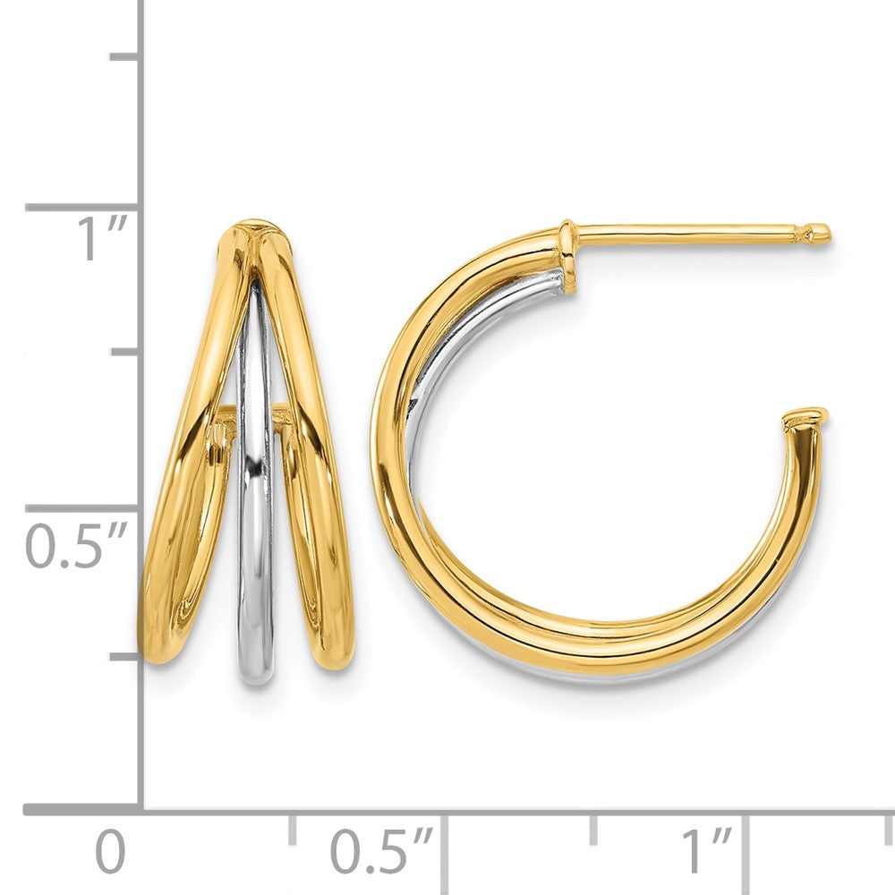 14K Gelb & Rhodium mit Poliert Creole Ohrstecker