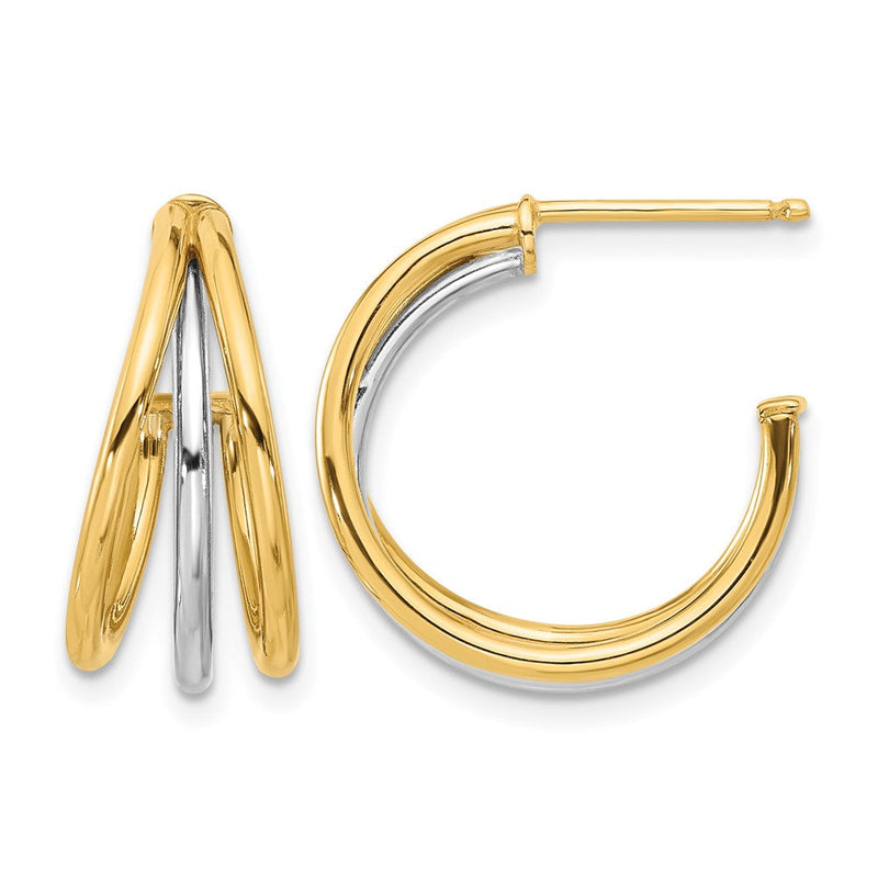 14K Gelb & Rhodium mit Poliert Creole Ohrstecker