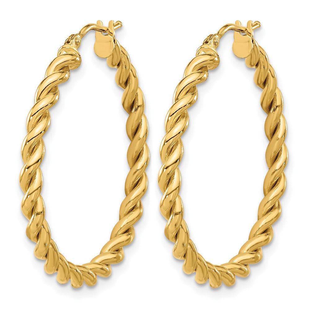 14K Gelbgold Poliert Gedreht Creolen
