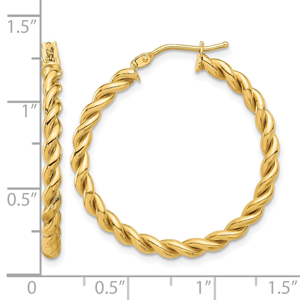 14K Gelbgold Poliert Gedreht Creolen