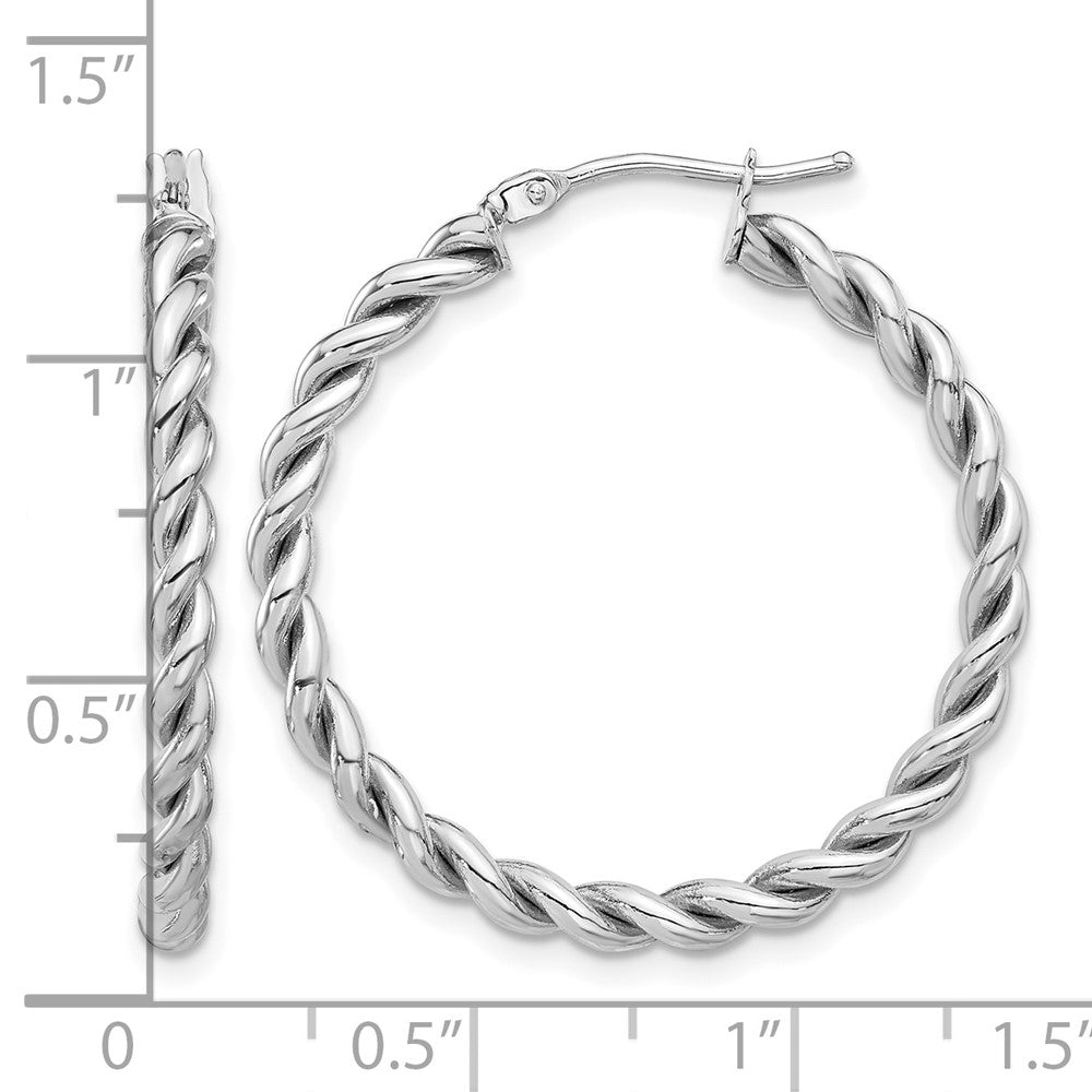 14K Gelb & Rhodium Weiß Rhodiniert Beschichtung Poliert Gedreht Creolen