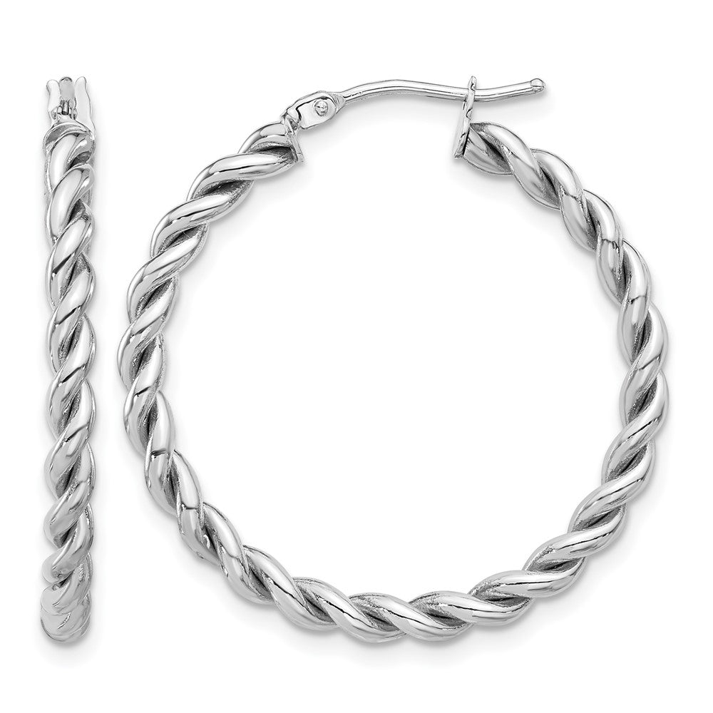 14K Gelb & Rhodium Weiß Rhodiniert Beschichtung Poliert Gedreht Creolen
