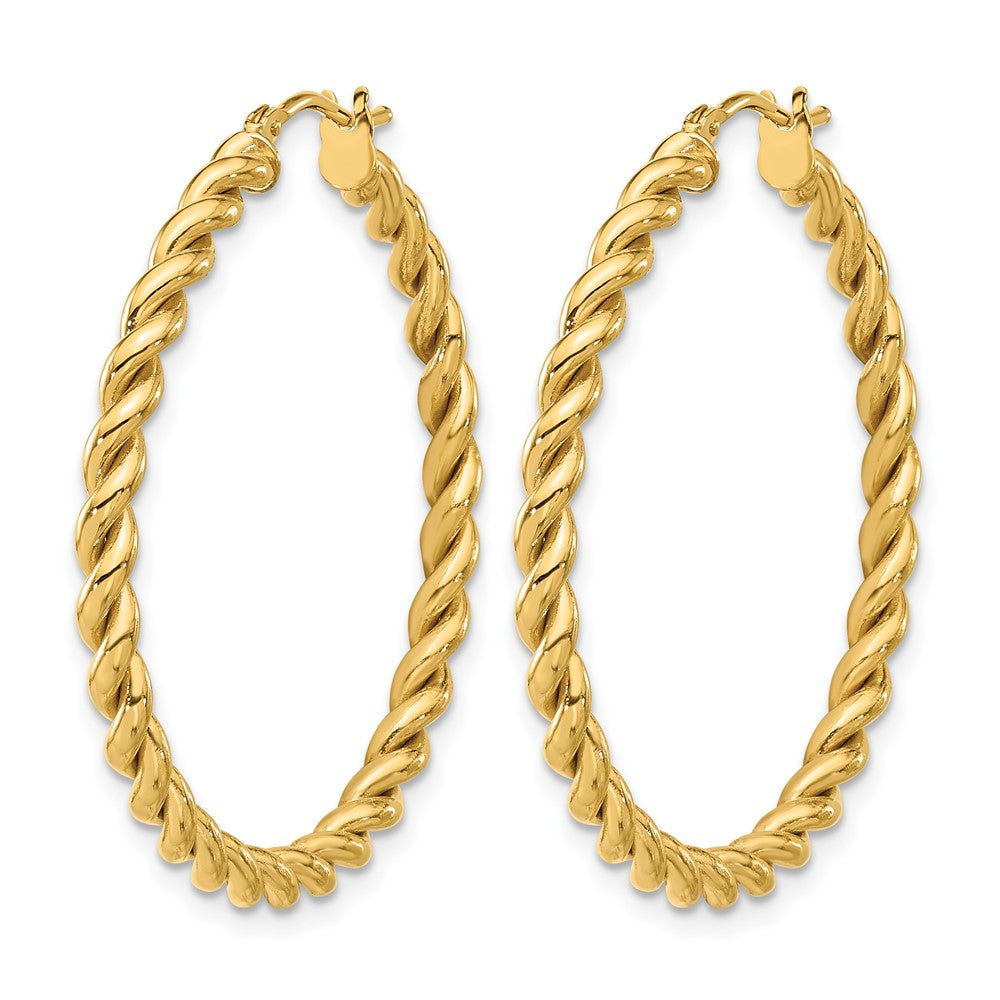 14K Gelbgold Poliert Gedreht Creolen