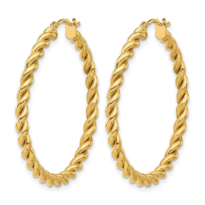14K Gelbgold Poliert Gedreht Creolen