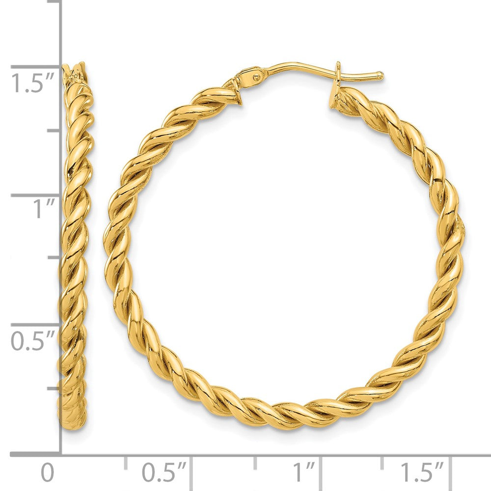 14K Gelbgold Poliert Gedreht Creolen