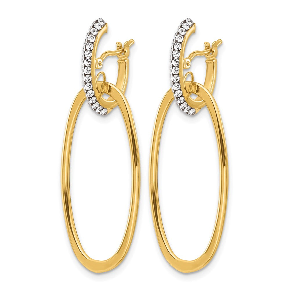 14K Gelbgold Poliert Kristall Oval Creolen