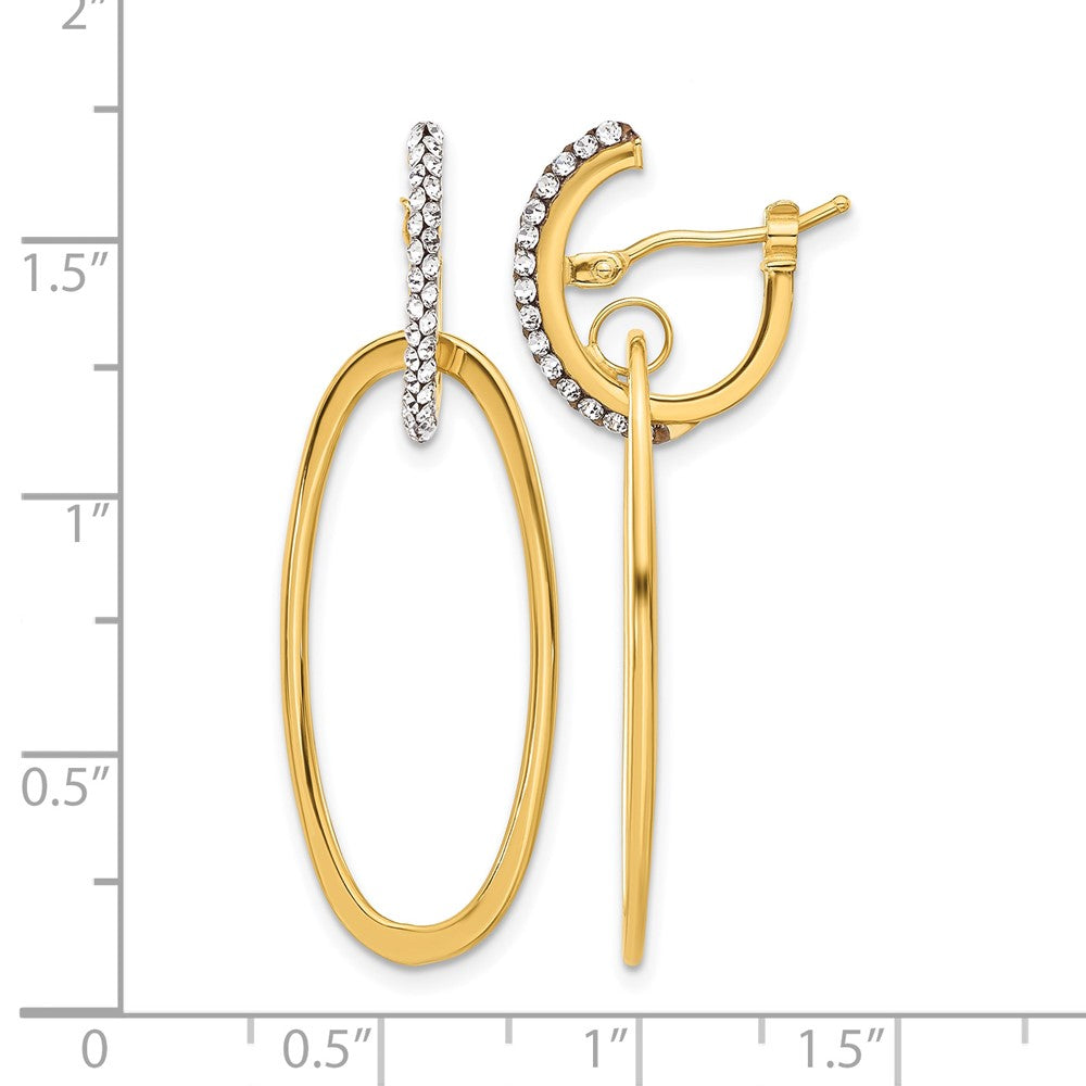 14K Gelbgold Poliert Kristall Oval Creolen