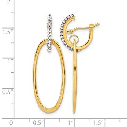 14K Gelbgold Poliert Kristall Oval Creolen
