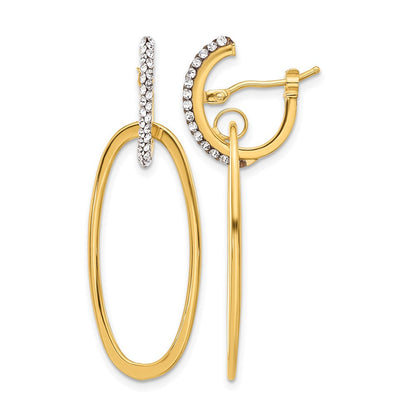 14K Gelbgold Poliert Kristall Oval Creolen