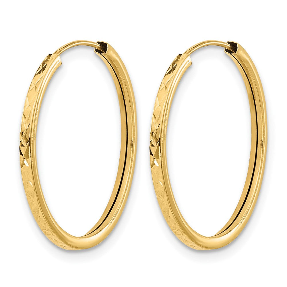 14K Gelbgold Diamantiert Endlos Creolen
