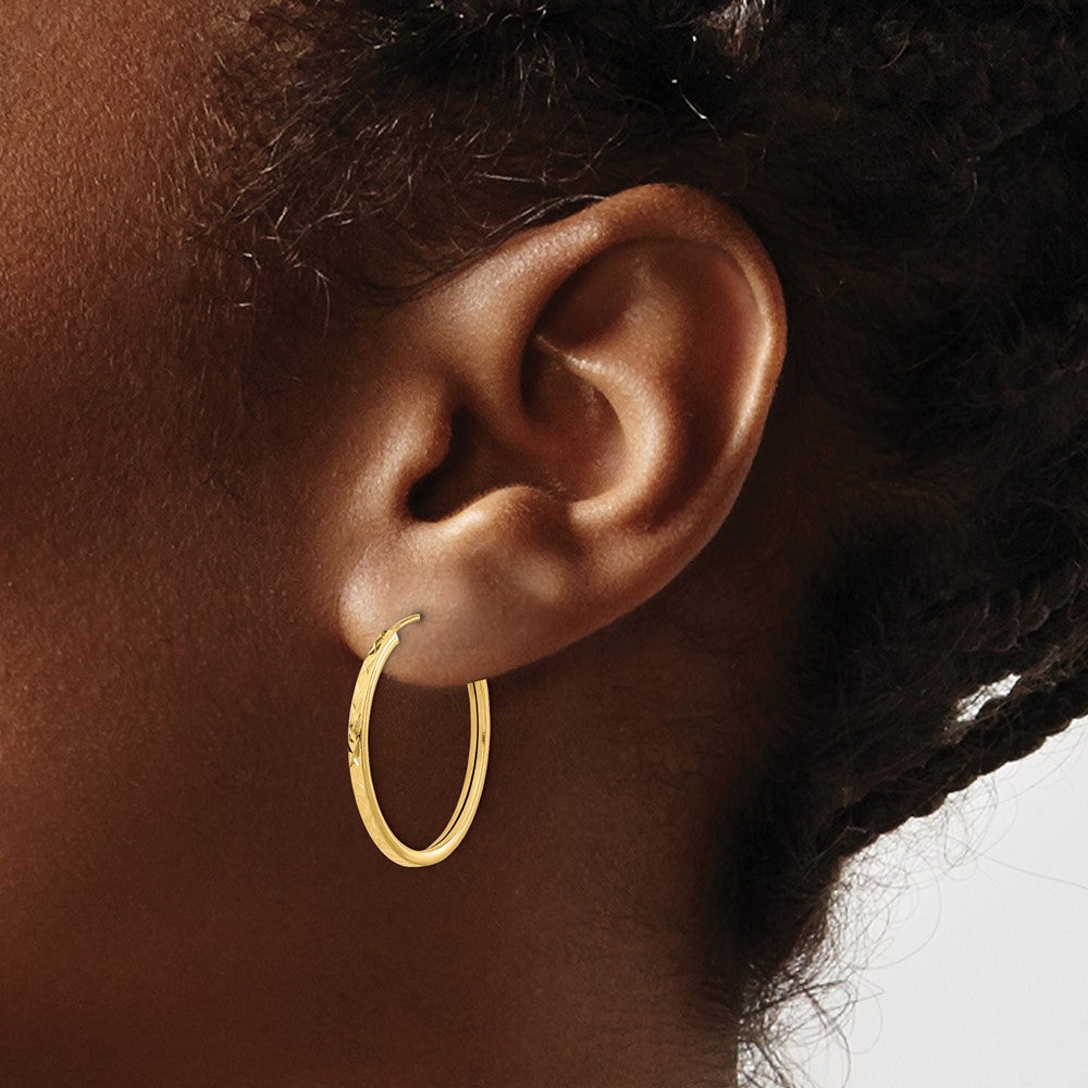 14K Gelbgold Diamantiert Endlos Creolen