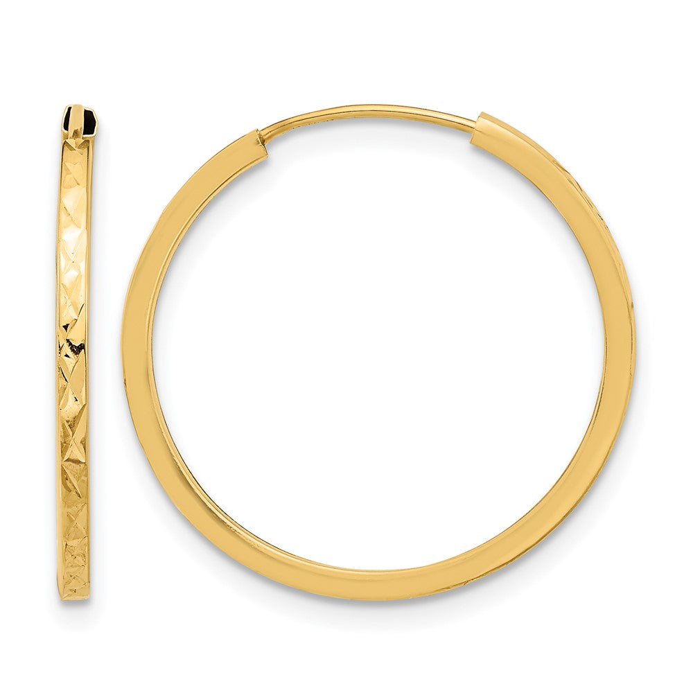 14K Gelbgold Diamantiert Endlos Creolen