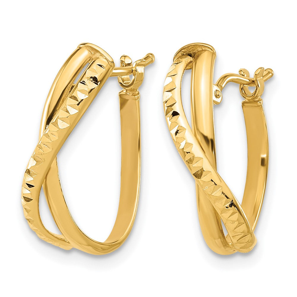 14K Gelbgold Poliert und Diamantiert Creolen
