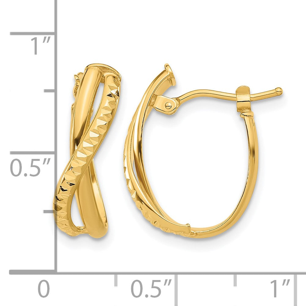 14K Gelbgold Poliert und Diamantiert Creolen