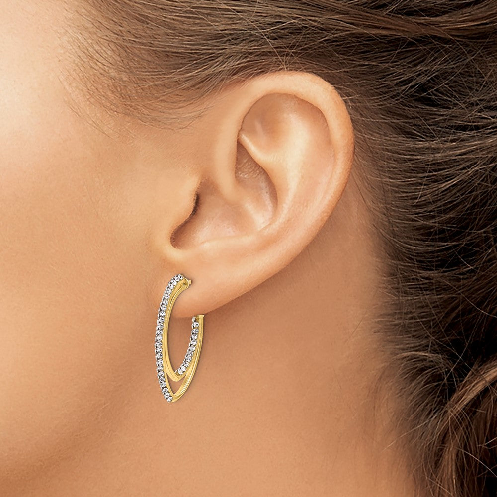 14K Gelbgold Poliert Kristall J Creole Ohrstecker