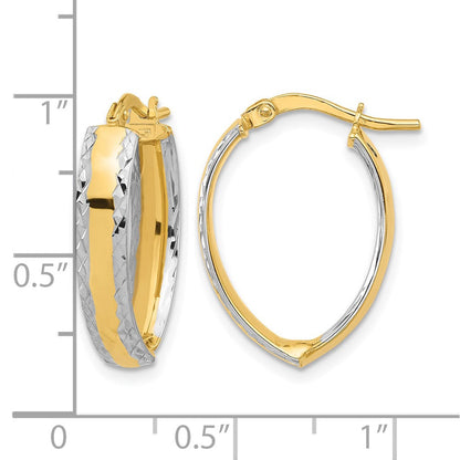 14K Gelb & Rhodium und Weiß Poliert Diamantiert In/out Creole Ohrring