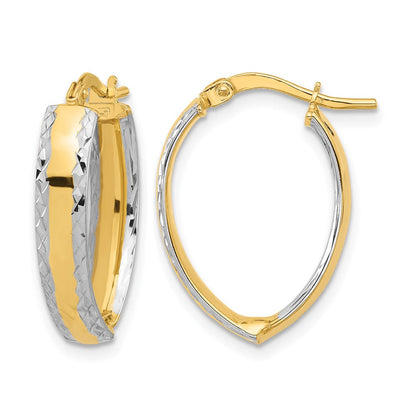 14K Gelb & Rhodium und Weiß Poliert Diamantiert In/out Creole Ohrring