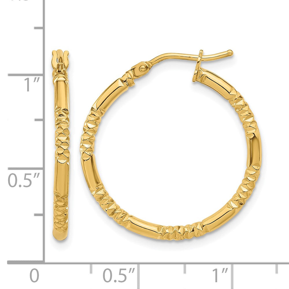 14K Gelbgold Poliert und Strukturiert Creolen