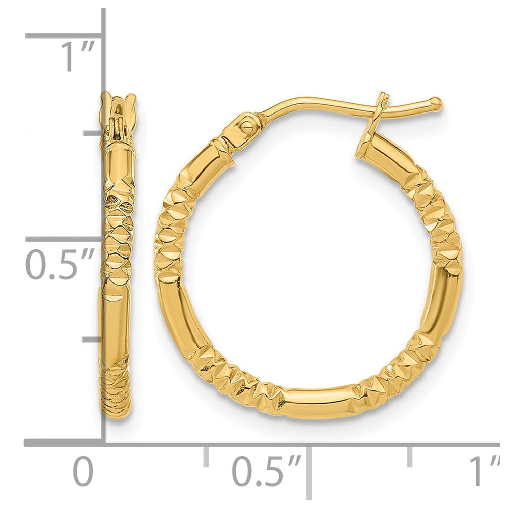 14K Gelbgold Poliert und Strukturiert Creolen