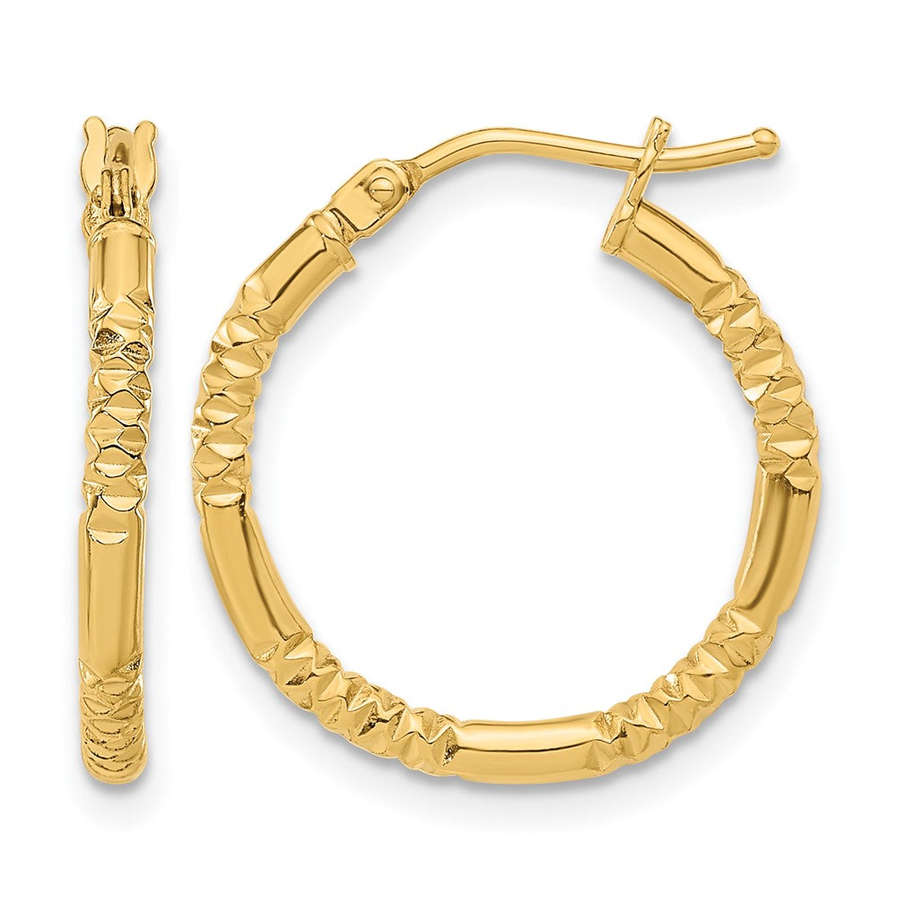 14K Gelbgold Poliert und Strukturiert Creolen
