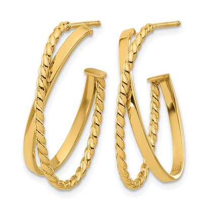 14K Gelbgold Poliert und Gedreht J Creole Ohrstecker
