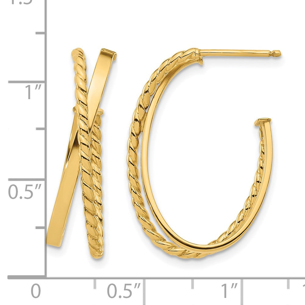 14K Gelbgold Poliert und Gedreht J Creole Ohrstecker