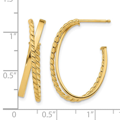 14K Gelbgold Poliert und Gedreht J Creole Ohrstecker