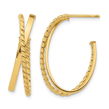 14K Gelbgold Poliert und Gedreht J Creole Ohrstecker