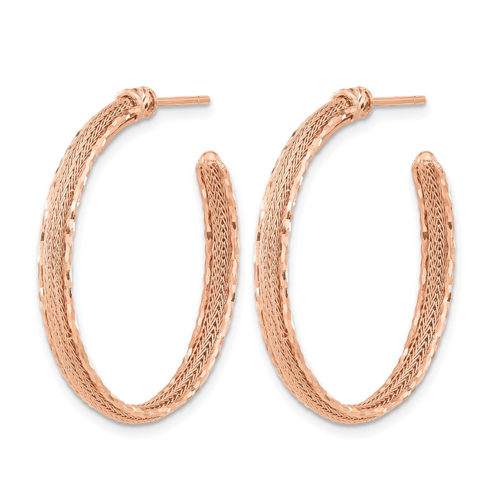 14K Roségold Diamantiert und Strukturiert Stecker Creolen