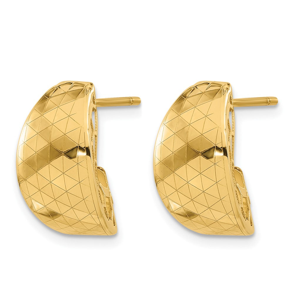14K Gelbgold Poliert und Strukturiert Ohrringe