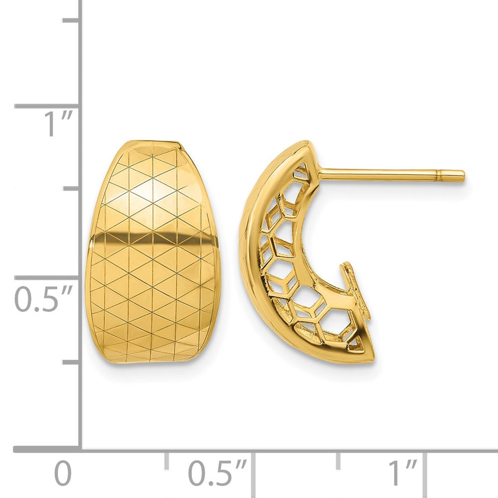 14K Gelbgold Poliert und Strukturiert Ohrringe